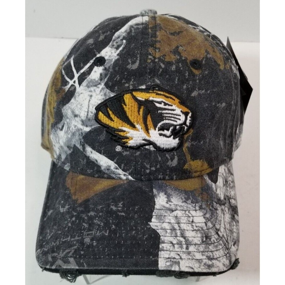 MU Tigers~Camo Hat~BRAND NEW with TAGS!~Distressing on Bill~Size Adjustable~NCAA